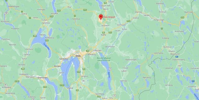 Mapa de los aeropuertos de Oslo