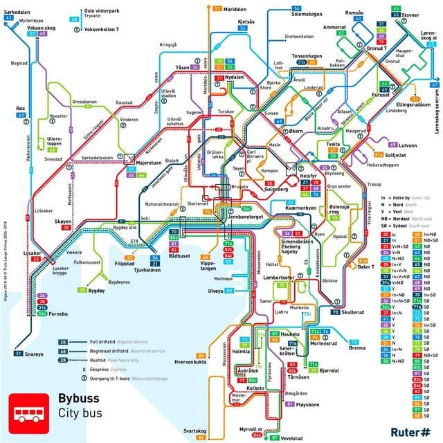 Mapa de la estación de autobuses de Oslo