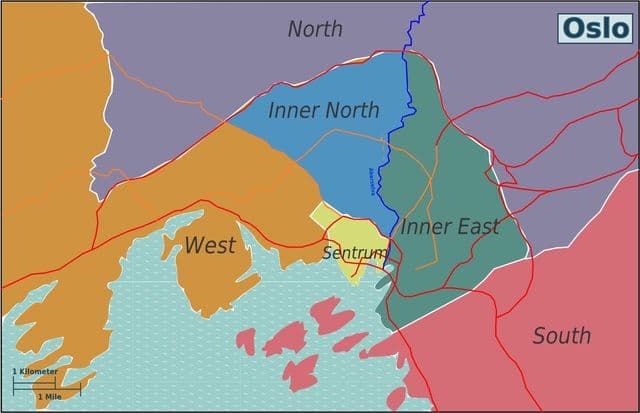Mapa del distrito de Oslo