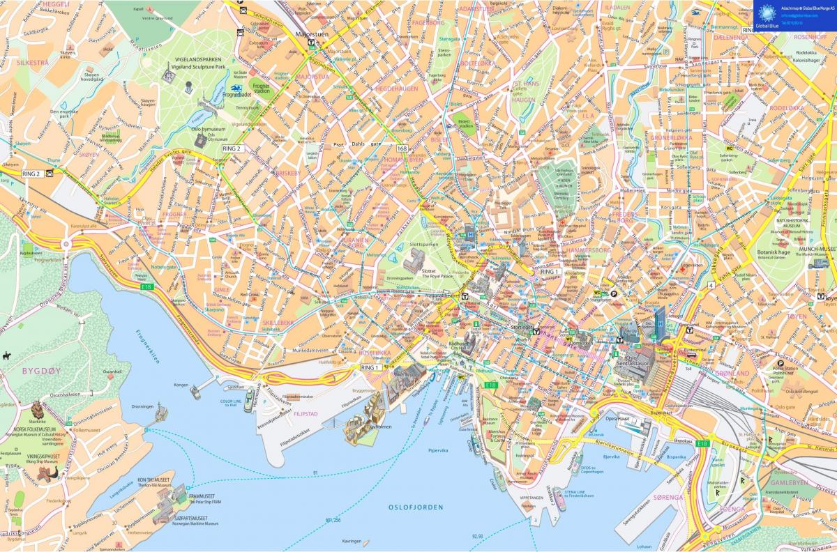 Mapa del centro de Oslo
