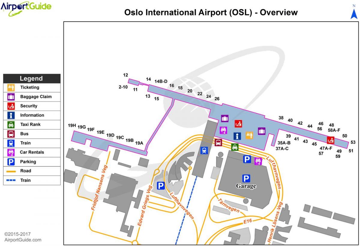Mapa de la terminal del aeropuerto de Oslo