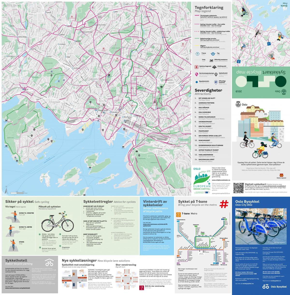 Mapa del carril bici de Oslo