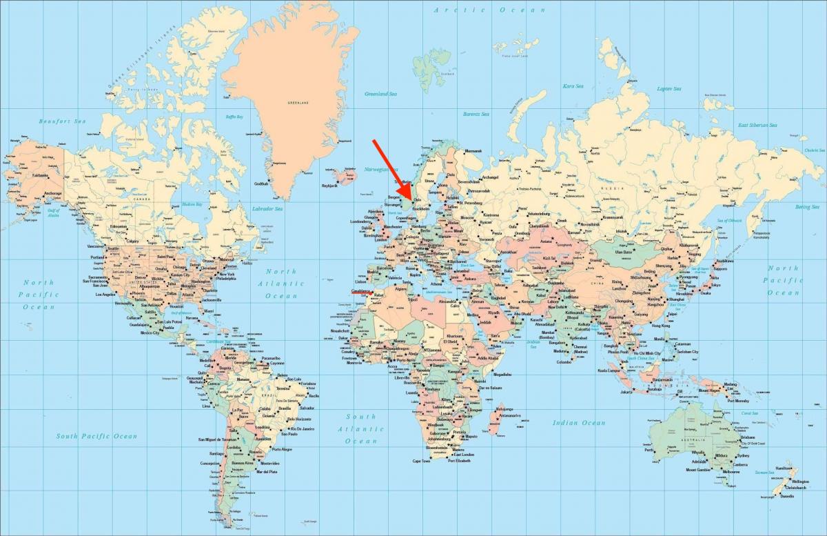 Ubicación de Oslo en el mapa del mundo