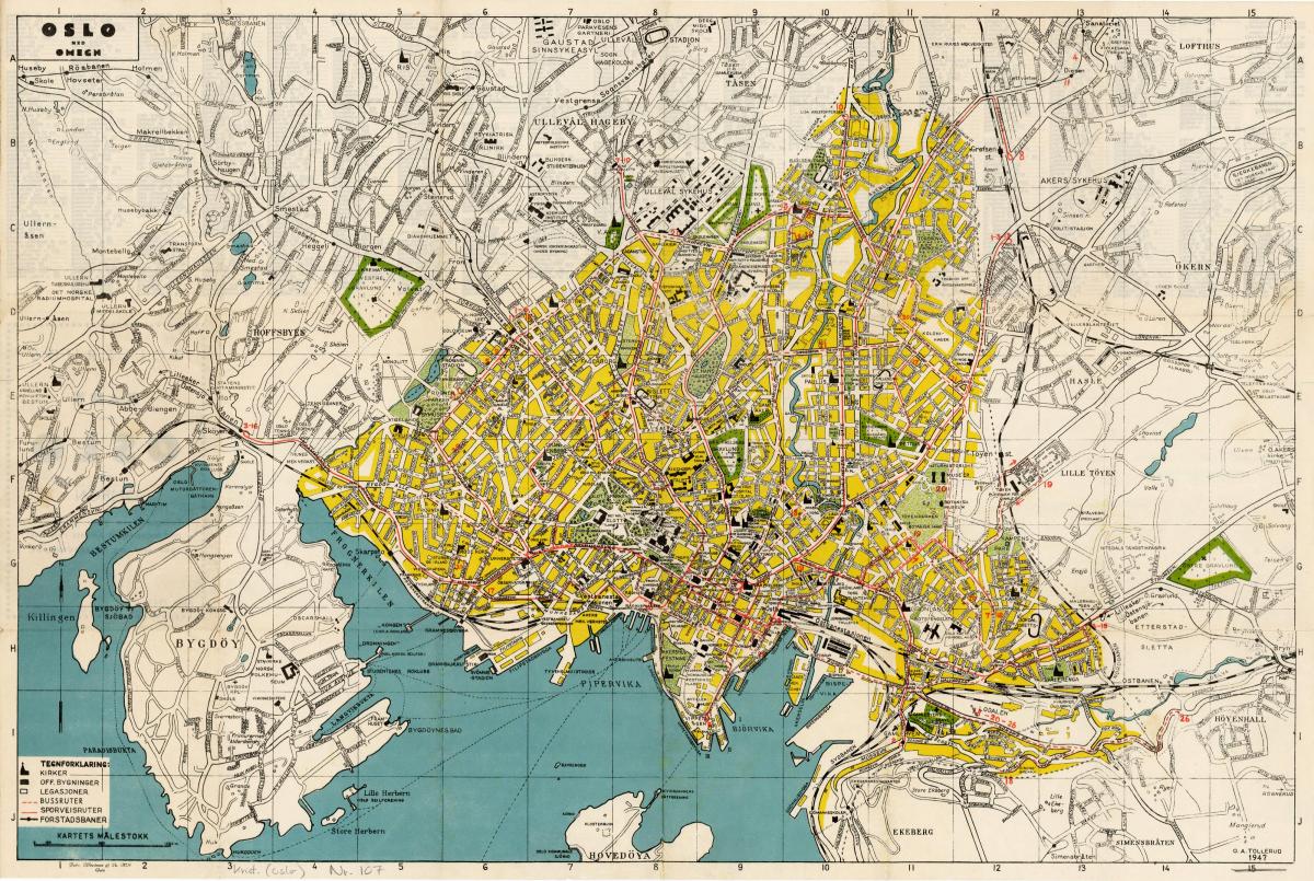 Mapa antiguo de Oslo